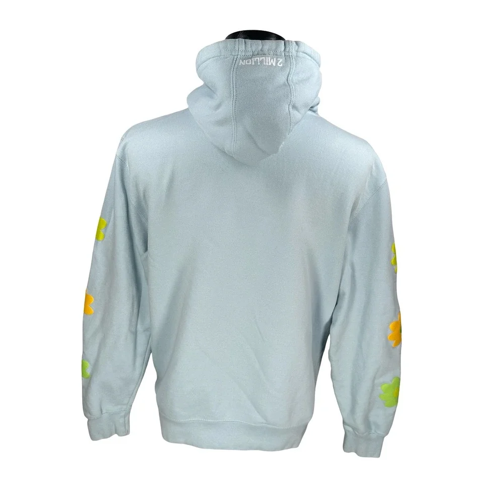Sturniolo‎ Clothing Light Blue Est 2003 Hoodie Floral Sleeve Print Men's Medium
